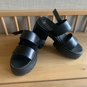 Zara Leather Straps Lug Sole Sandals 36